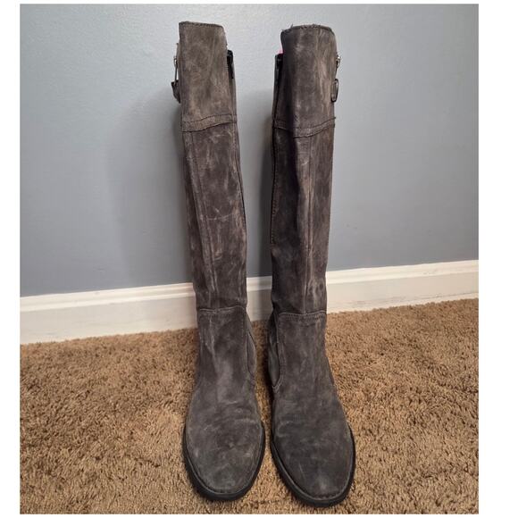 Born fannar suede leather knee high heeled boot riding boots grey 7 - Picture 3 of 9